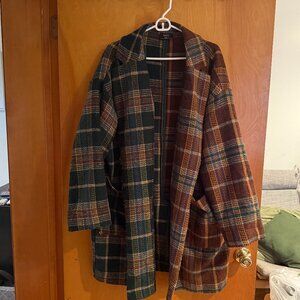 Scorpio Half Half Oversized Coat in Pine Brown